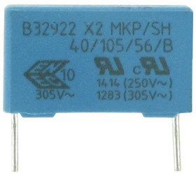 B32932A3104M189, Safety Capacitors AEC-Q200, X2 .1uF 20% 305Vac LS 15mm
