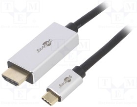 60175, Адаптер; HDCP 2.2,HDMI 2.1; вилка HDMI,вилка USB C; позолота; 3м