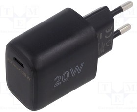 65405, Power supply: switched-mode; plug; 5VDC; 20W; Plug: EU; Out: USB C