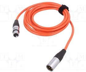 TK333PSF-A, Cable; XLR male 3pin,XLR female 3pin; 3m; orange; 0.25mm2