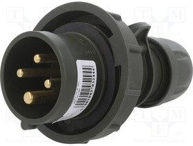0142-6.U, Connector: AC supply 3-phase; plug; male; 16A; 400VAC; IEC 60309