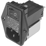 06SB3, AC Power Entry Modules IEC Filter, Compact, Single, 250VAC, 6A ...