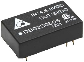 Фото 1/2 DB02S2415A, Isolated DC/DC Converters - Through Hole DC/DC Converter, 15Vout, 2W