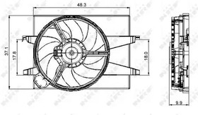 Фото 1/3 47006, Вентилятор радиатора FORD FIESTA V(1.2I 1.3I 1.4D 1.4I 1.6D 1.6I) 01-10, FUSION(1.2I 1.4D 1.4I 1.6I) 02-12, MAZDA 2(1.2I 1.3I 1.4D 1.