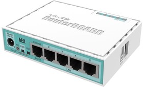 Фото 1/10 MikroTik RB750Gr3 hEX Маршрутизатор гигабитный высокопроизводительный Ethernet with power supply and case 5 port 10/100/1000