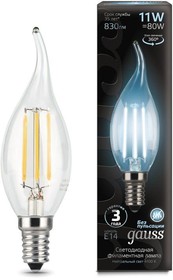 Фото 1/10 Лампа светодиодная филаментная Black Filament 11Вт свеча на ветру 4100К нейтр. бел. E14 830лм GAUSS 104801211