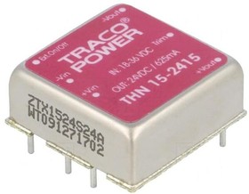 Фото 1/3 THN 15-2415, Isolated DC/DC Converters - Through Hole 18-36Vin 24Vout 625mA 15W Iso