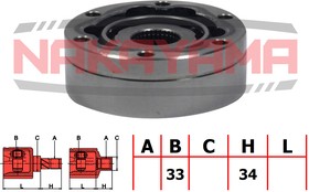 NJ7008NY, ШРУС внутр. к-кт AUDI A3 96-01, SEAT IBIZA II, TOLEDO I/II, SKODA OCTAVIA 96-, VW BORA 98-01, GOLF I