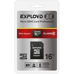 EX016GCSDHC10-AD, Карта памяти 16GB MicroSD class 10 + SD адаптер EXPLOYD