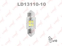 Лампа светодиодная 12V C10W 10W SV8,5 6800K LYNXauto LED 1 шт. картон T11X31mm LD13110-10