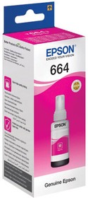 Чернила EPSON 664 (T6643) для СНПЧ Epson L100/L110/L200/L210/ L300/L456/L550, пурпурные, ОРИГИНАЛЬНЫЕ, C13T66434A/398