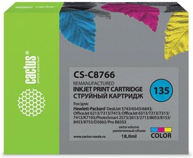 Фото 1/10 Картридж струйный CACTUS (CS-C8766) для HP Deskjet 460/5743/PSC3183/ D5063, цветной