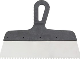 Фото 1/2 Зубчатый шпатель 4x4 мм, нержавеющая сталь, пластиковая рукоятка, 350 мм 10000036
