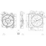 0090140007, Вентилятор радиатора 350 W, 317 mm (с рамкой) 2 PINS CITROEN C2 02- ...