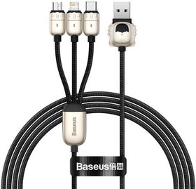 (CASX010001) кабель USB BASEUS Year of the Tiger 3 в 1, Micro-USB, Type-C, Lightning, 3.5A, длина 1.2 м, черный