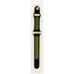 (2000000000541) силиконовый ремешок перфорированный NK для Apple Watch 38/40мм (10), черный+зеленый, на кнопке