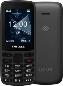 Фото 1/10 Мобильный телефон Digma A243 Linx 32Mb черный моноблок 2Sim 2.4" 240x320 GSM900/1800 GSM1900 microSD max32Gb