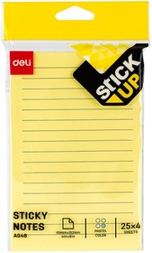 Фото 1/4 Блок самоклеящийся бумажный Deli Stick UP EA048 101x152мм 100лист. желтый в линейку