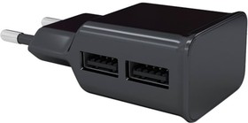 Фото 1/10 Зарядное устройство сетевое (220 В) RED LINE NT-2A, 2 порта USB, выходной ток 2,1 А, черное, УТ000009404