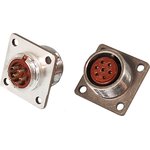 Разъем [2РМ18Б7Г1В1]аналог розетка, контакты 7HP, диаметр резьбы М20, монтаж на блок, фланец 4 отверстия