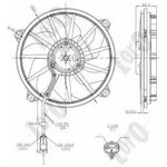 0090140004, Вентилятор радиатора 350 W, 317 mm (с рамкой) 2 PINS CITROEN C2 (JM) ...