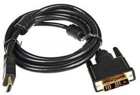 Фото 1/7 Кабель Buro HDMI (m) DVI-D (m) 5м (HDMI-19M-DVI-D-5M) феррит.кольца черный