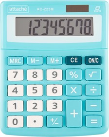 Фото 1/4 Калькулятор настольный КОМП Attache, AС-223M,8р,дв. пит, мятный,134x107x34