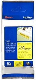 Фото 1/10 TZE651, Ламинированная лента для наклеек Brother TZe-651 - ширина 24 мм, черный шрифт на желтом фоне
