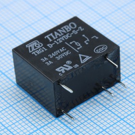 Фото 1/5 TRG1-D-12VDC-S-Z, (12VDC 3A SPDT), Реле силовое 3А катушка 12В одна группа на переключение 0.45Вт