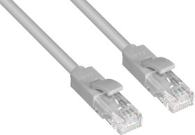 GCR-LNC03-7.5m, Патч-корд прямой 7.5m, UTP кат.5e, серый, позолоченные контакты, 24 AWG, литой, ethernet high speed