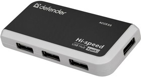 Фото 1/10 Разветвитель USB Defender QUADRO INFIX USB2.0 - 4 порта, скор. - до 480 Мбит/с, + кабель USB 2.0 A(M) - MiniB (M) - 1м.