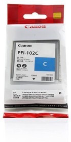 Фото 1/10 Картридж CANON PFI-102C Cyan для imagePROGRAF IPF-500, 600, 700 (0896B001)