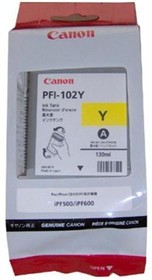 Фото 1/10 Картридж CANON PFI-102Y Yellow для ImagePROGRAF IPF-500, 600, 700 (0898B001)