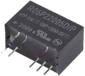 Фото 1/2 R05P22005D/P, Isolated DC/DC Converters - Through Hole 2W 5Vin +20/-5Vout 50/-200mA