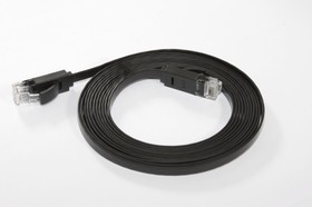 GCR-LNC616-10.0m, GCR Патч-корд PROF плоский прямой 10.0m, UTP медь кат.6, черный, 30 AWG, ethernet high speed 10 Гбит