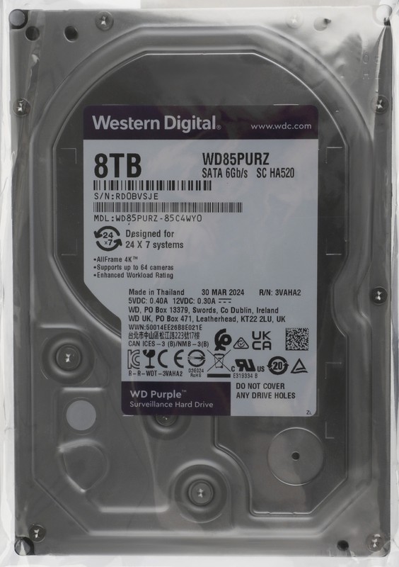Жесткий диск WD Purple WD85PURZ, 8ТБ, HDD, SATA III, 3.5