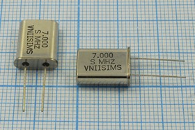 Кварцевый резонатор 7000 кГц, корпус HC49U, S, точность настройки 15 ppm, стабильность частоты 30/-40~70C ppm/C, марка РПК01МД-6ВС, 1 гармон