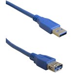USB3.0 A(m)-USB A(f) Bl 1.8m, Компьютерный шнур USB 3.0 A(m)-USB A(f), 1.8 м, чёрный
