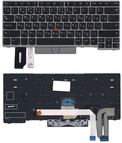 Клавиатура для ноутбука Lenovo Thinkpad E480 черная с серой рамкой и трекпойнтом без подсветки