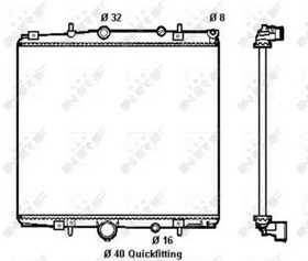 58313, Радиатор охлаждения PEUGEOT 807 02-, CITROEN C8 02-, FIAT ULYSSE 02-, LANCIA PHEDRA 02-,