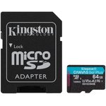 Micro SecureDigital 64Gb Kingston Canvas Go Plus UHS-I U3 A2 + ADP (170/70 MB/s) ...