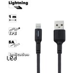 USB кабель Earldom EC-071I Lightning 8-pin, 5A, LED, 1м, TPE (черный)