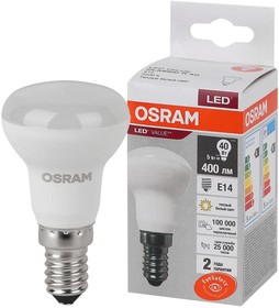 Фото 1/2 Лампа светодиодная LED Value LV R39 40 5SW/830 5Вт рефлектор матовая E14 230В 10х1 RU OSRAM 4058075582514