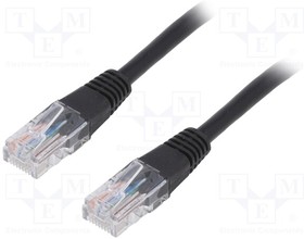 Фото 1/3 PP12-5M/BK, Patch cord; U/UTP; 5e; stranded; CCA; PVC; black; 5m; 26AWG