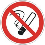 Знак запрещающий "Запрещается курить", диаметр - 200 мм, пленка самоклеящаяся ...