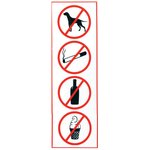 Знак "Запрещение: курить, пить, есть, прохода с животными", 300х100 мм ...