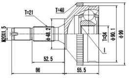 DCV810056, К-кт ШРУСа PEUGEOT 206 98-, 206 SW 02-,