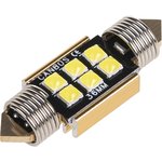 Автолампа диод T11(C5W) 12V 6SMD диодов 1-конт 36мм с обманкой Белая S08201478