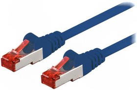 Фото 1/2 95462, Patch cord; S/FTP; 6; stranded; CCA; PVC; blue; 0.5m; 27AWG