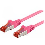 95465, Patch cord; S/FTP; 6; stranded; CCA; PVC; pink; 0.5m; 27AWG